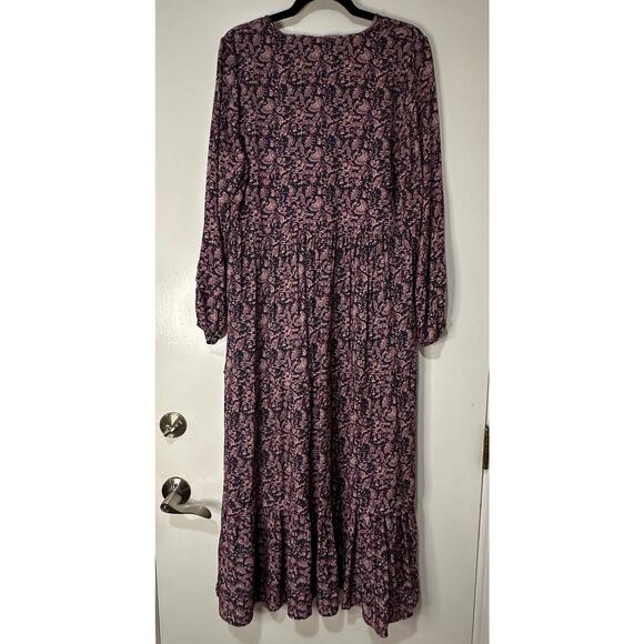 Faherty Isabella Long Sleeve Tiered Midi Dress Fiona Block Print Sz Medium NWOT - Picture 12 of 16